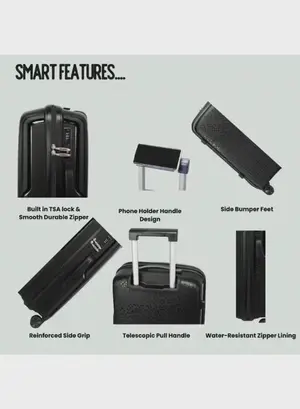 British Tourister 3 Piece Polypropylene Hard Side Spinner Luggage Trolley Set 20/24/28 Inch - Black