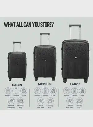 British Tourister 3 Piece Polypropylene Hard Side Spinner Luggage Trolley Set 20/24/28 Inch - Black