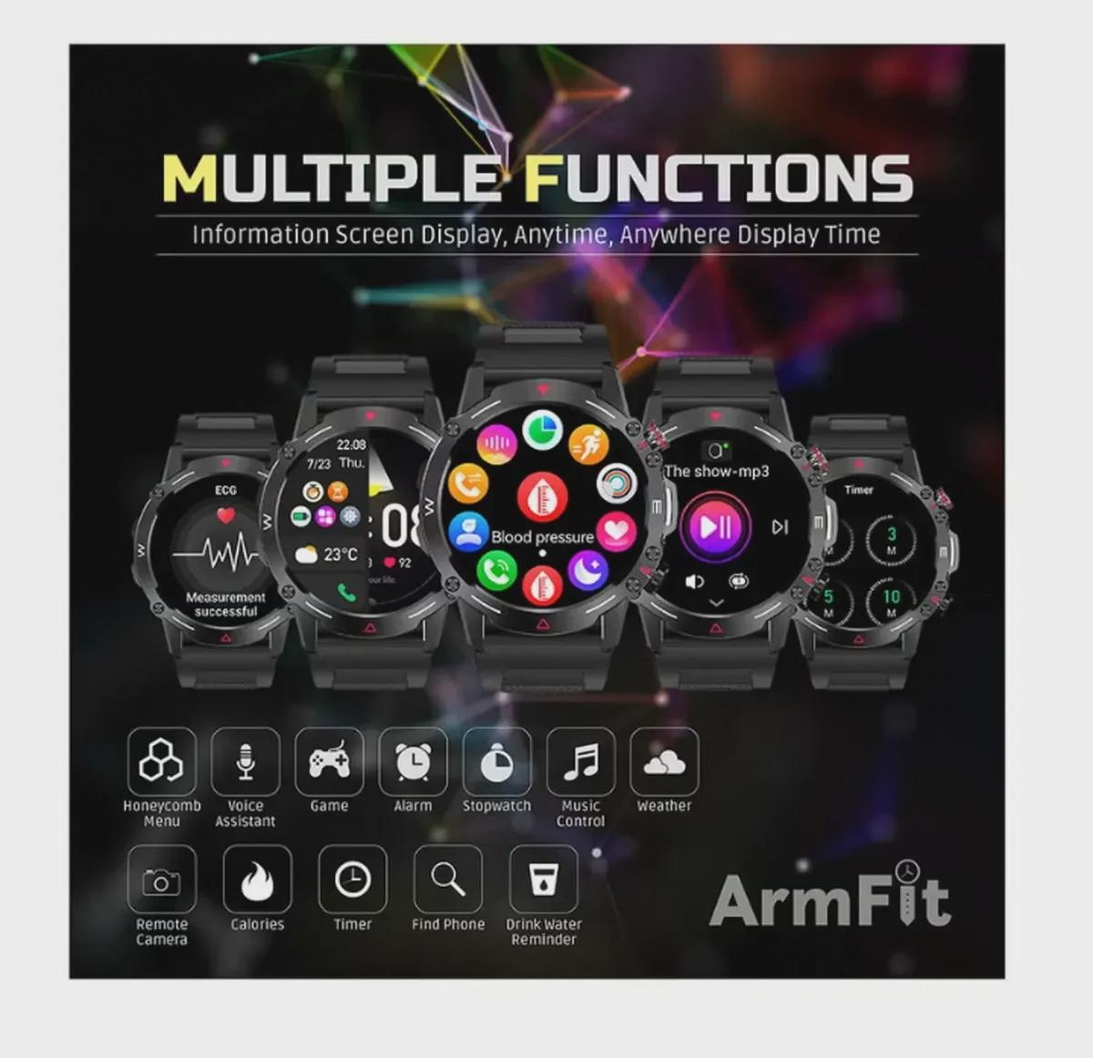 ARMFIT Hulk Smartwatch For Men, AMOLED Always On Display Bluetooth Calling Waterproof Fitness Watches Compatible With Android iOS Black-2-2