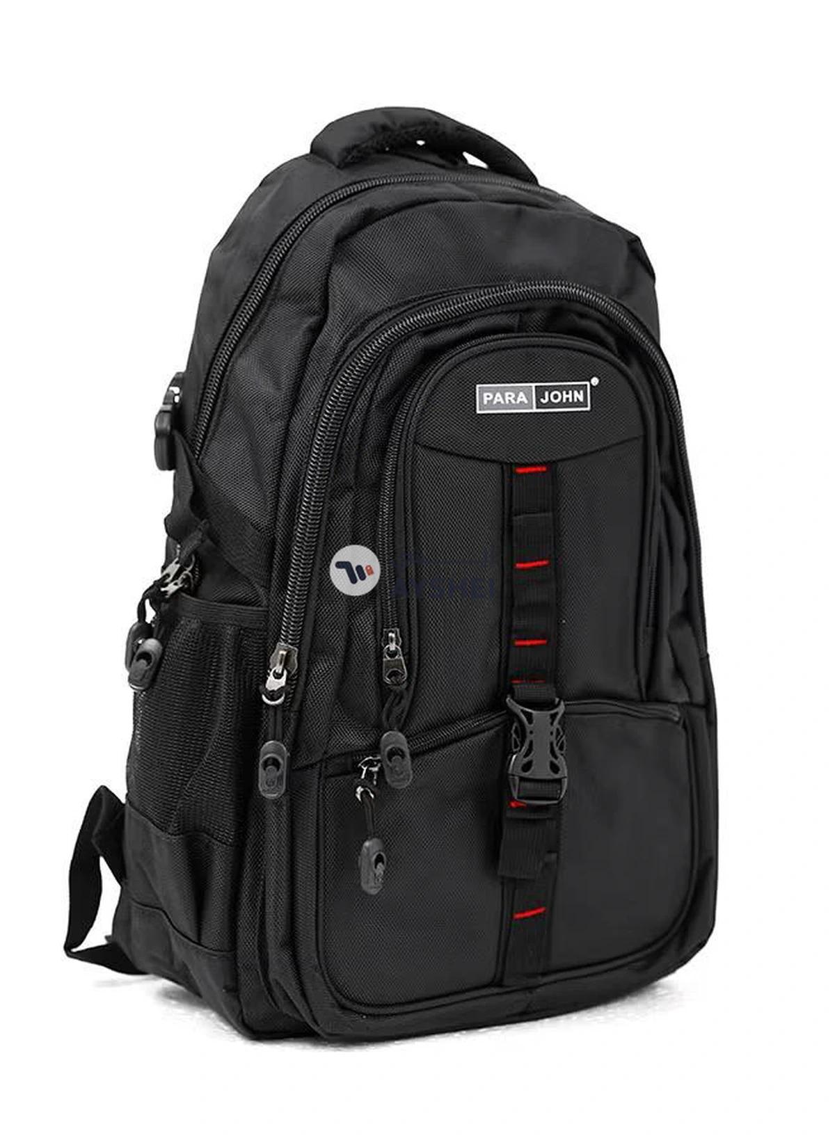 PARAJOHN Nylon Zipper Back Pack Black-0-portrait