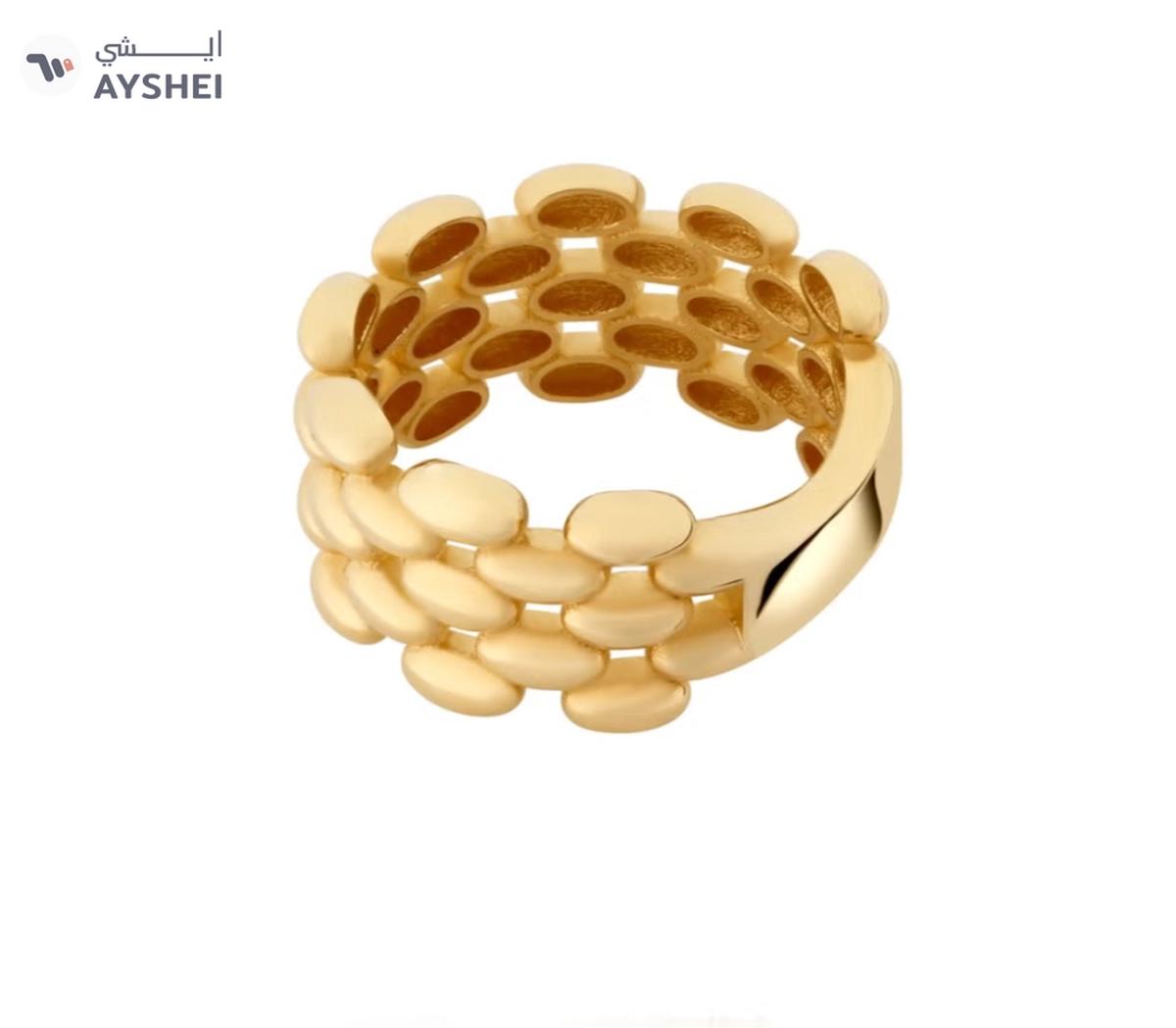 Century Gold Beaded Stack 18K Gold Ring-1-1