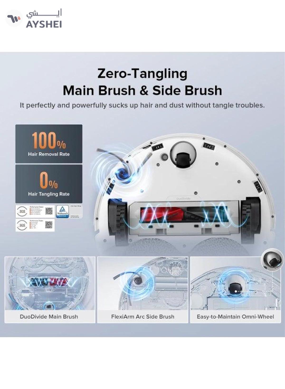 Roborock Qrevo C Pro Robot Vacuum and Mop, 18,500Pa Suction, Dual Zero-Tangling, FlexiArm Side Brush, Hot Water Mop Washing & Warm Air Drying, Self-Emptying&Refilling, Smart Obstacle Avoidance White-6-6