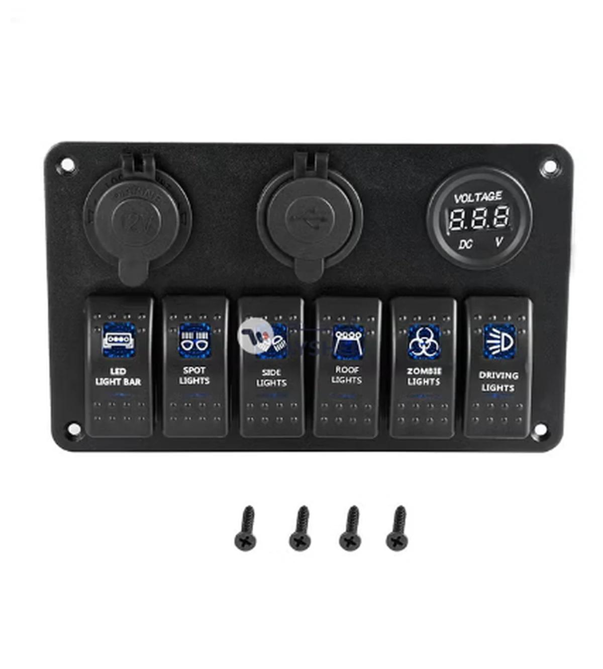 OUTAD 6 Gang Rocker Switch Panel For Car-0-0