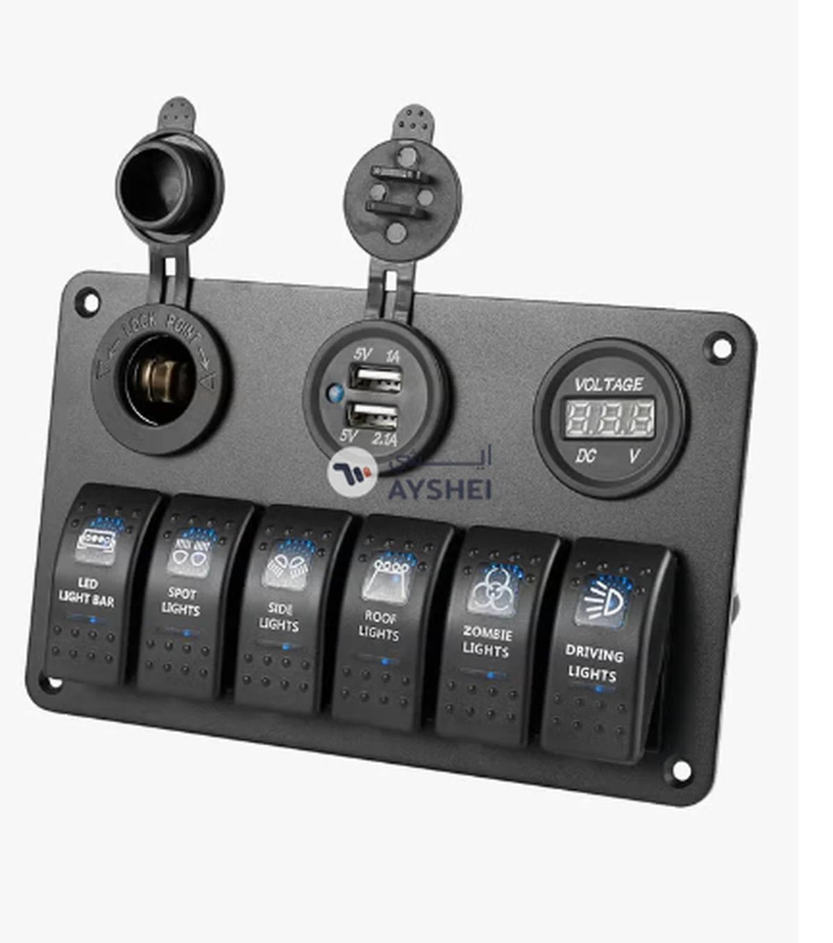OUTAD 6 Gang Rocker Switch Panel For Car-1-1