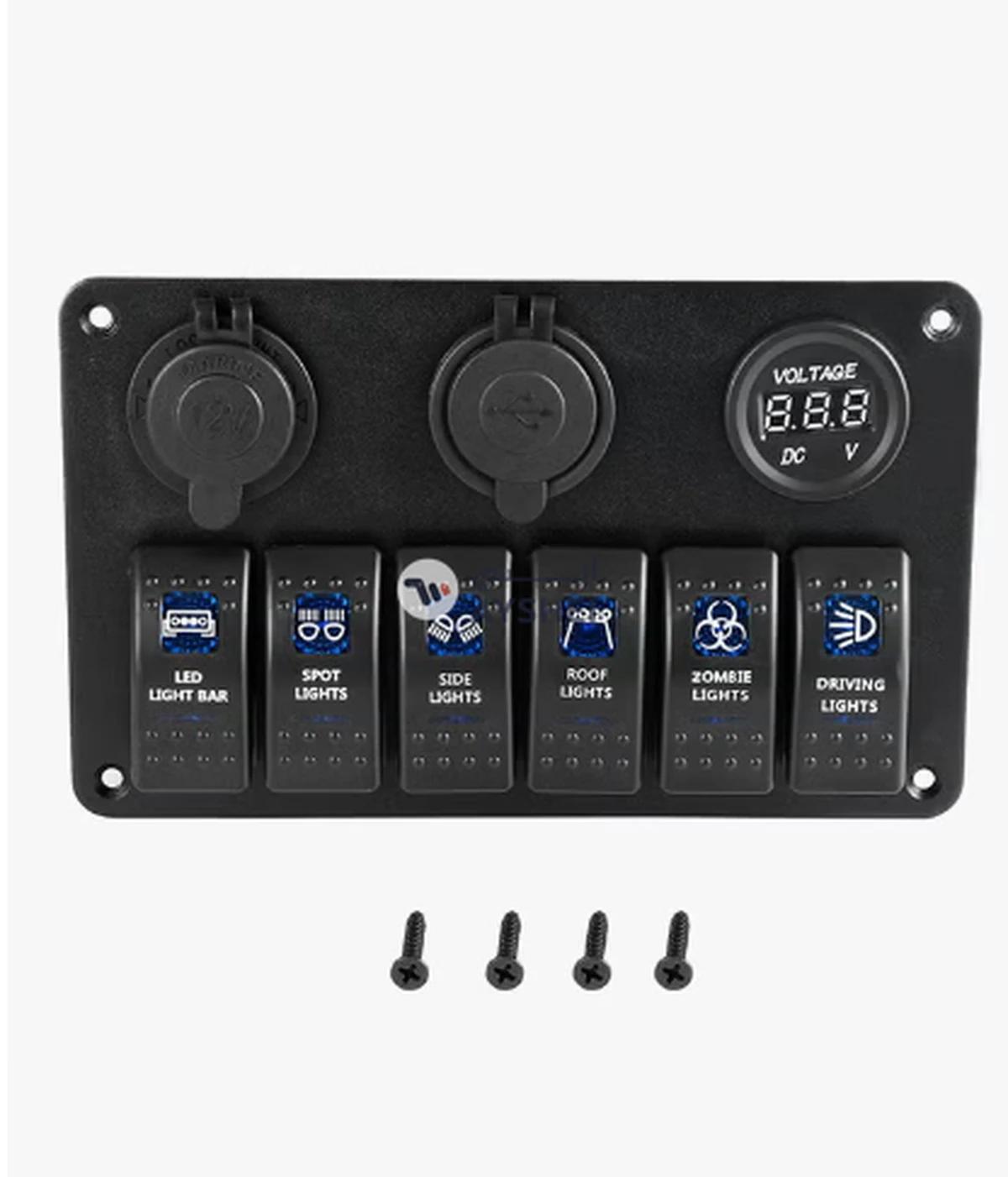 OUTAD 6 Gang Rocker Switch Panel For Car-2-2
