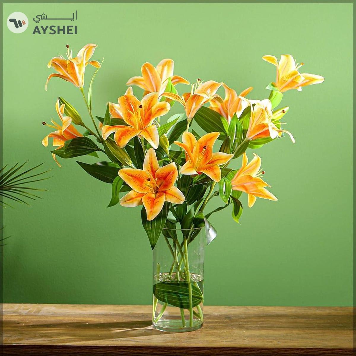 Yatai 2pcs Nearly Natural Lily Flowers Small for Vase Filling and Flower Arrangements -1-portrait