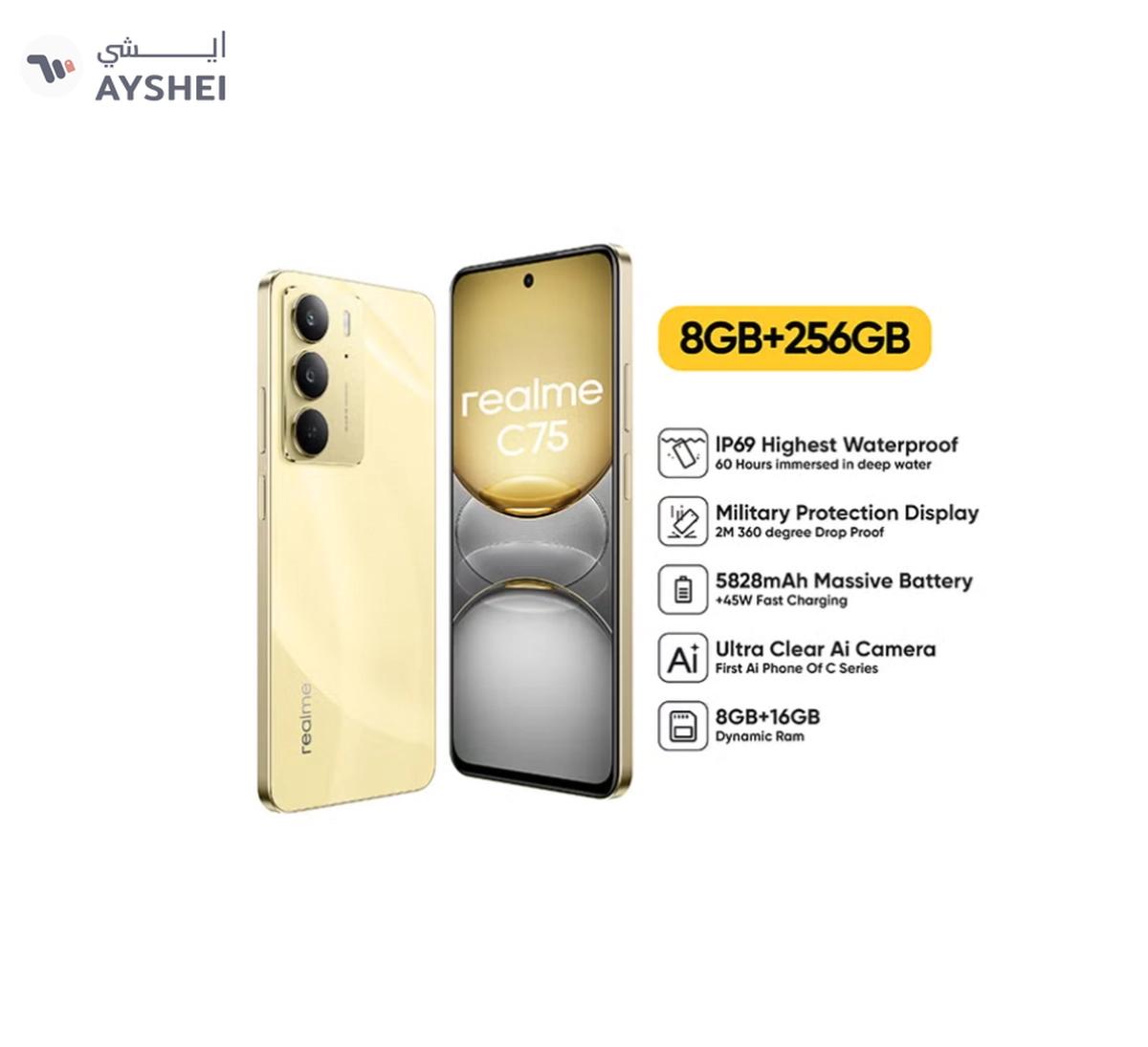 Realme C75 Dual SIM Lightning Gold 8GB 256GB 4G - Middle East Version-0-landscape