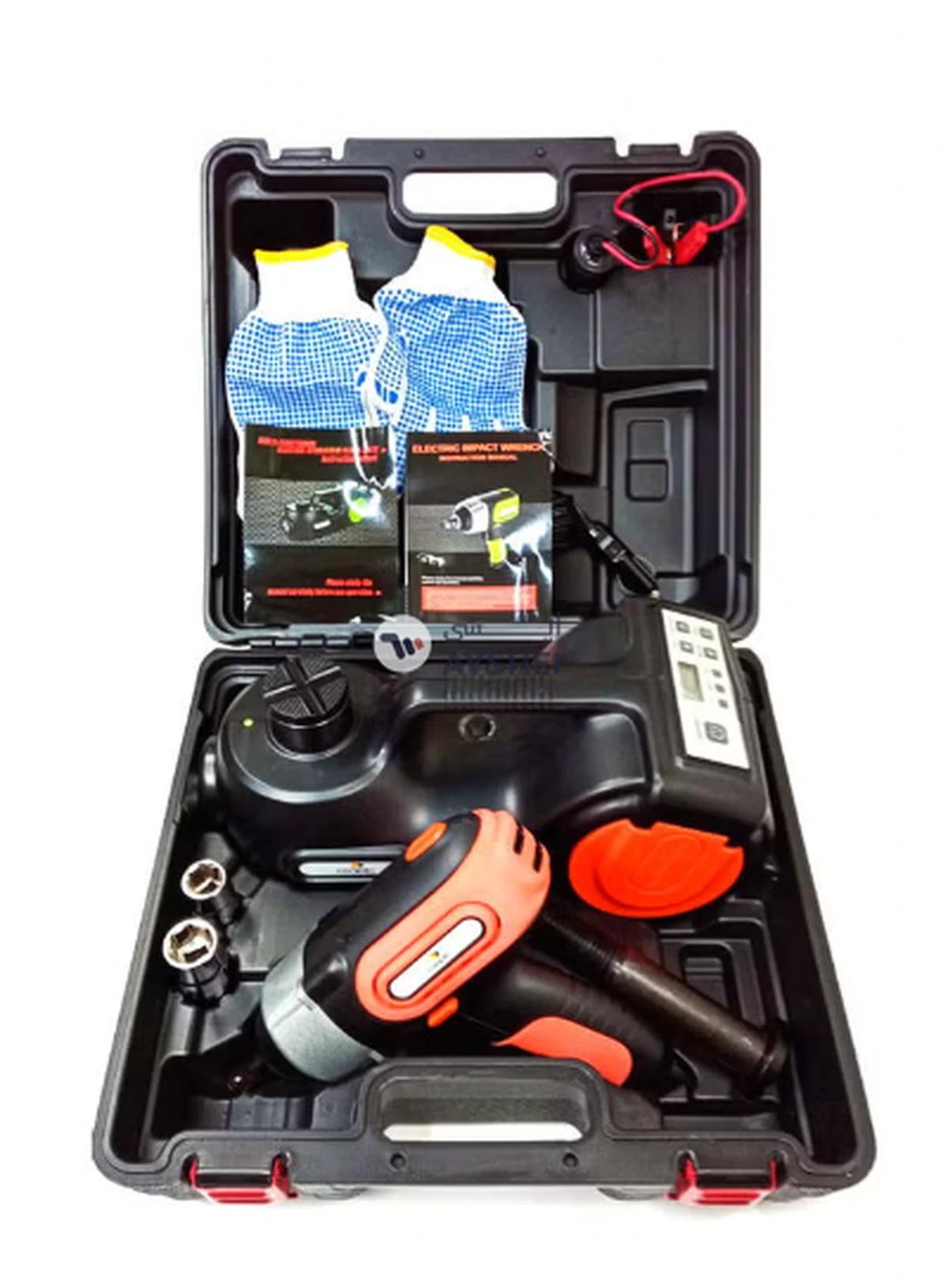 Conpex 4 In 1 Electric Hydraulic Floor Jack + Electric Air Compressor + Electric Impact Wrench With Tool Kit Box-0-0