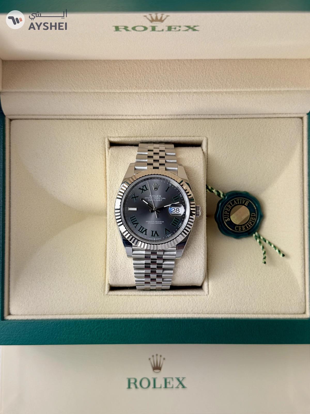 Rolex Datejust 41mm Steel & White gold Wimbledon dial Jubilee bracelet-6-6