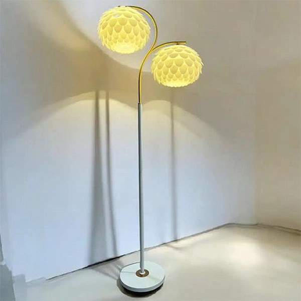 Modern Dual-Head Floor Lamp with Petal Shades