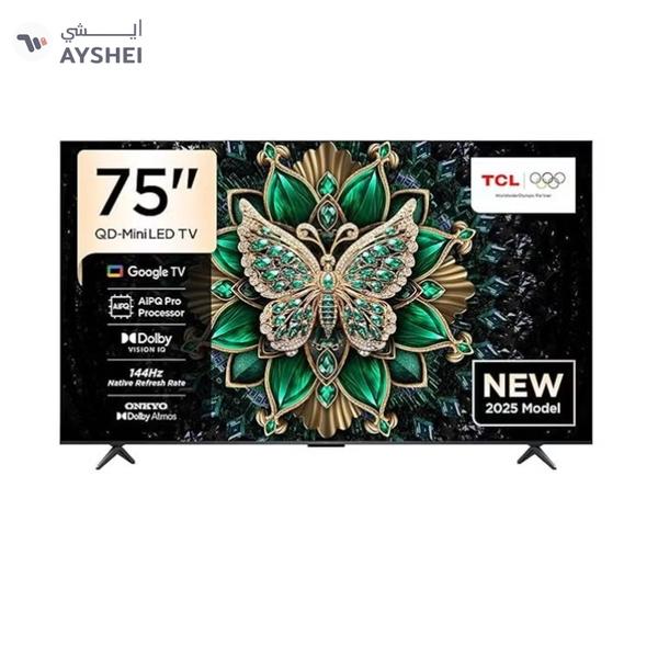 TCL Television 75 Inch Smart TV 4K QD-Mini LED Colorful Quantum Crystal HDR 10+ Gaming Google TV, 144Hz Native Refresh Rate, ONKYO 2.1 Hi-Fi, Dolby Atmos, AI Mode, (2025 Model) 75C6K Black
