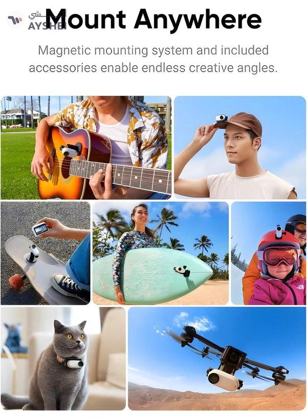 Insta360 Go 3 64GB Small And Lightweight Action Camera Hands-Free POV Mount Anywhere Stabilization Multifunctional Action Pod Waterproof For Travel, Sports Vlog