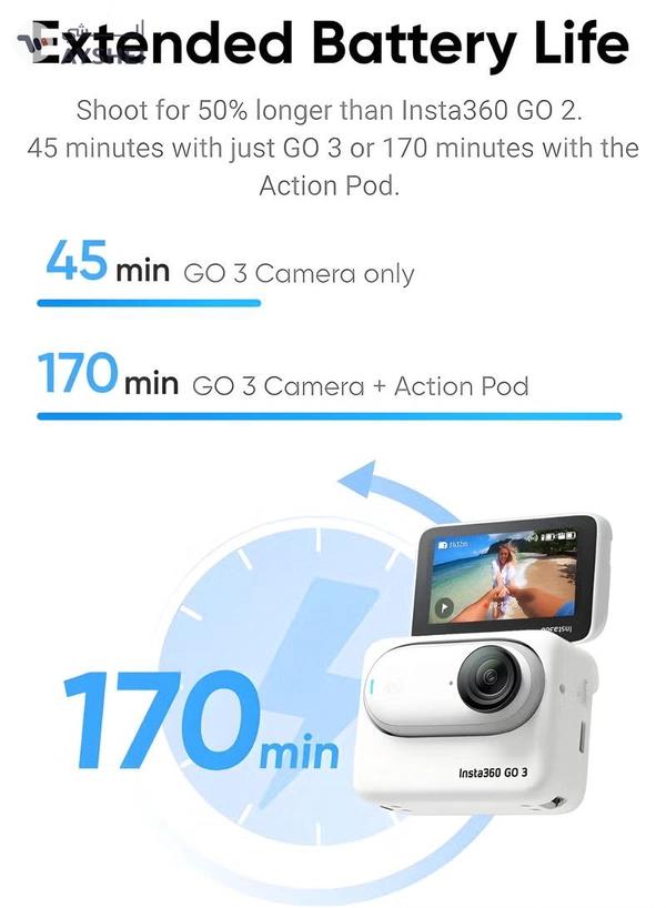 Insta360 Go 3 64GB Small And Lightweight Action Camera Hands-Free POV Mount Anywhere Stabilization Multifunctional Action Pod Waterproof For Travel, Sports Vlog