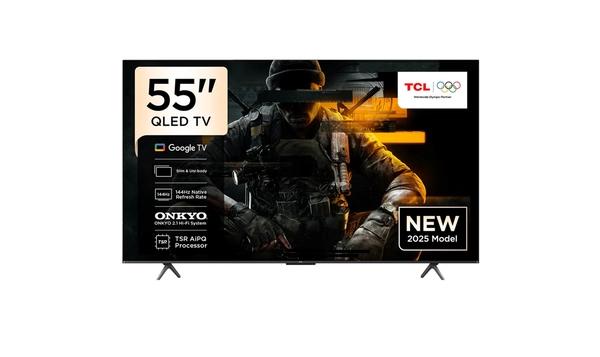 TCL Television 55 Inch Smart TV 4K QLED Colorful Quantum Crystal HDR 10+ Gaming Google TV, 144Hz Native Refresh Rate, ONKYO 2.1 Hi-Fi, Dolby Atmos, MEMC, Game Master, (2025 Model) 55P8K Black