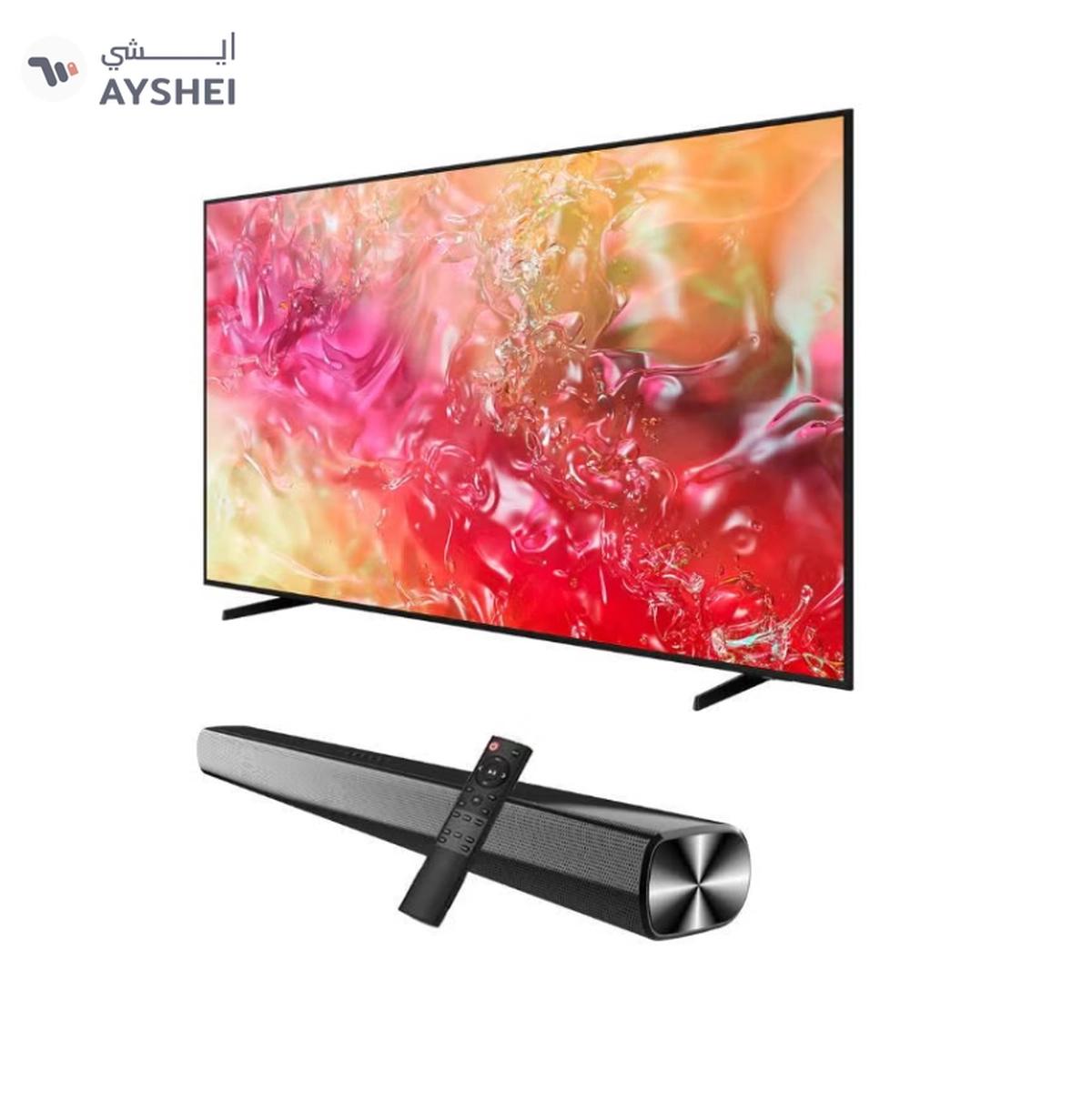 Samsung 50-Inch Crystal UHD DU7000 4K Tizen OS Smart TV with HDR 10+, PurColor, Knox Security With 2.0 Channel Soundbar 30W, HDMI ARC, Bluetooth, USB, MP3, FM Station 50DU7000+SOUNDBAR Black-1-portrait