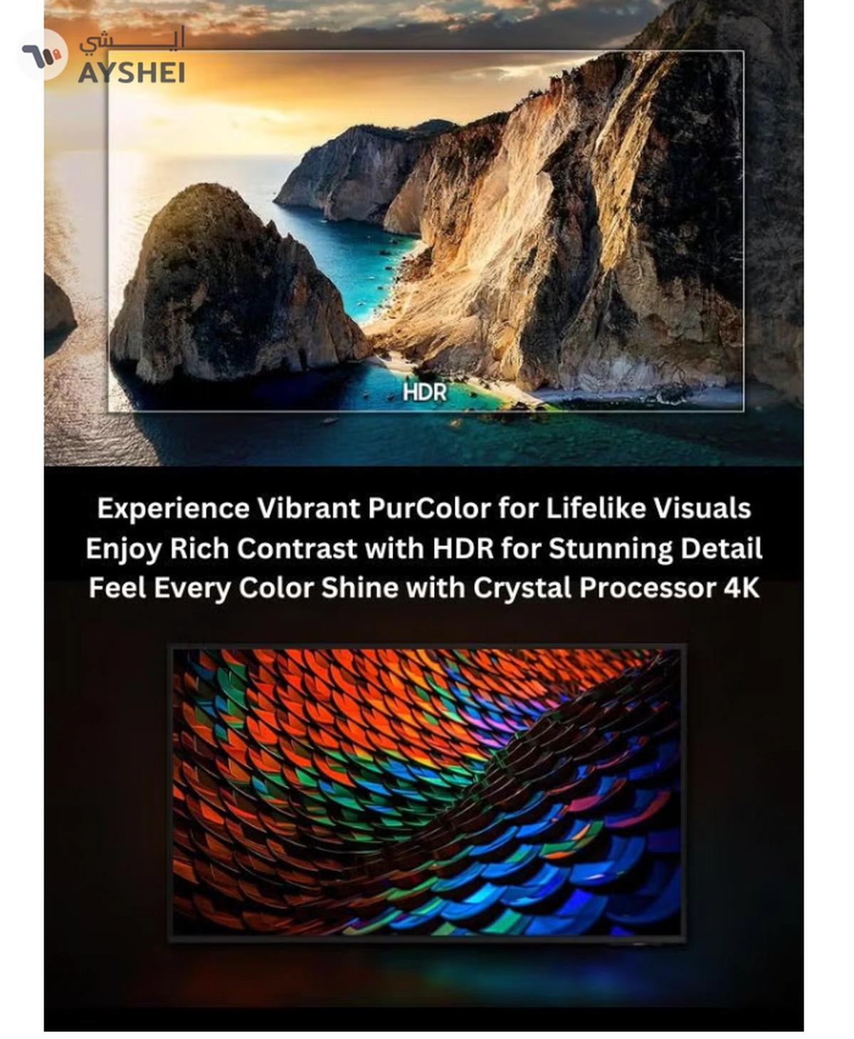 Samsung 50-Inch Crystal UHD DU7000 4K Tizen OS Smart TV with HDR 10+, PurColor, Knox Security With 2.0 Channel Soundbar 30W, HDMI ARC, Bluetooth, USB, MP3, FM Station 50DU7000+SOUNDBAR Black-1-portrait