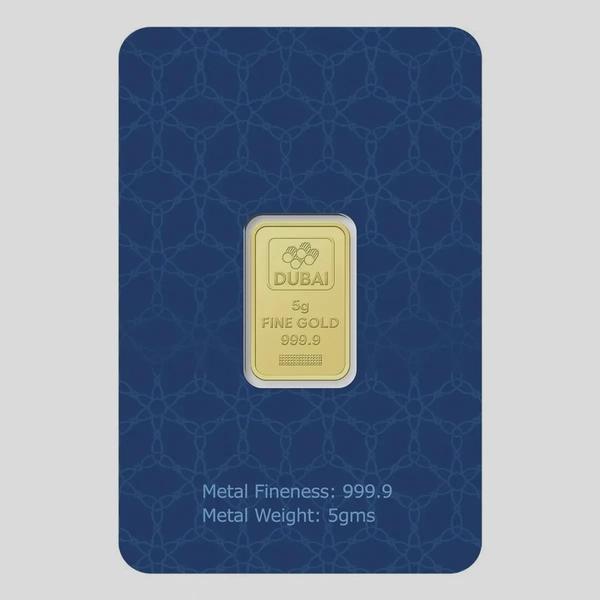 Dubai Gold 5 Grams Pure 999.9 Fine Gold Bar - Variable Design