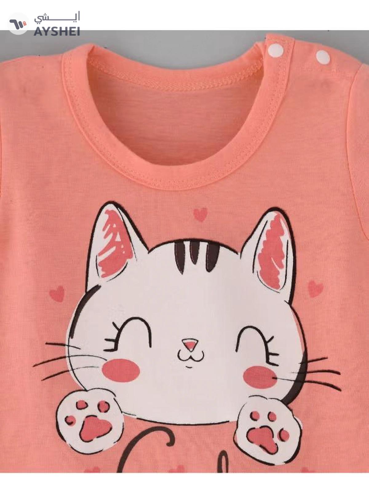 Babyqlo Printed T-Shirt And Shorts Set Peach-2-2
