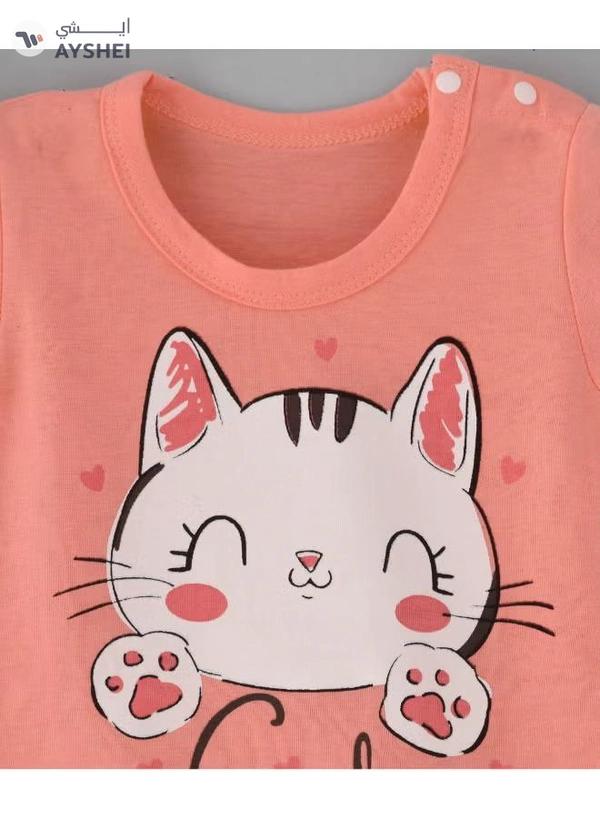 Babyqlo Printed T-Shirt And Shorts Set Peach