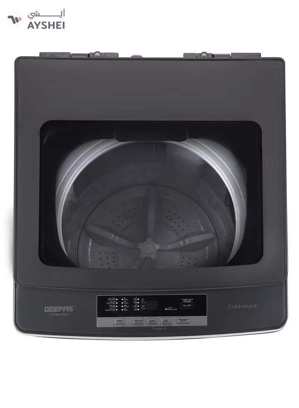 GEEPAS 10 kg Fully Automatic Top Loader Washing Machine | Auto-Imbalance, Gentle Fabric Care, Fuzzy Logic, Child Lock, Stainless Steel Drum | 1 Year Warranty 10 kg 550 W GFWM1109GX Black