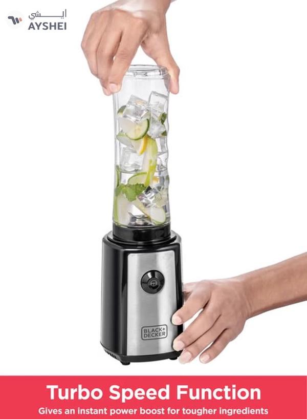 BLACK+DECKER Sports Blender/Smoothie Maker, 6-Piece Set with 500ml & 300ml BPA-Free Sports Bottles, 21,500 RPM Turbo Speed, Stainless Steel Blades for Ice & Frozen Fruits, 500 ml 300 W SBX300-B5 Black/Silver/Clear