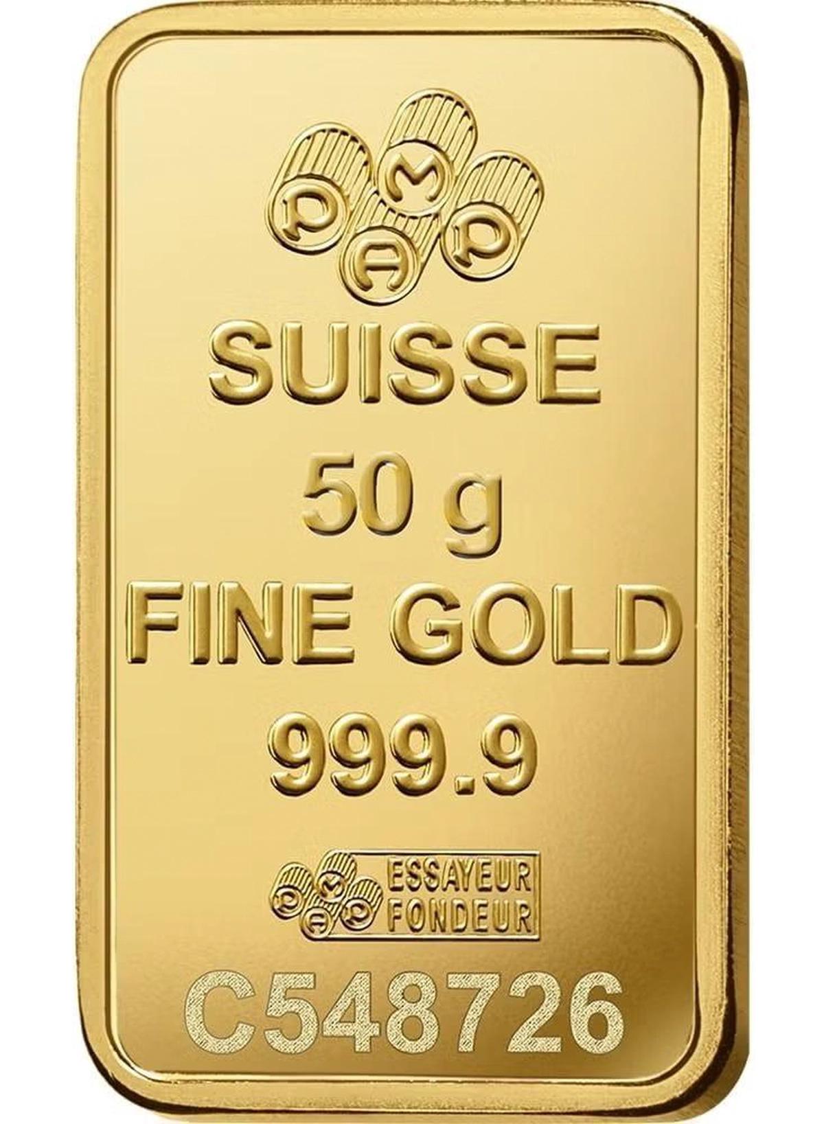 PAMP Swiss Made 24K(999.9) Pamp 50g Gold Bar-1-1