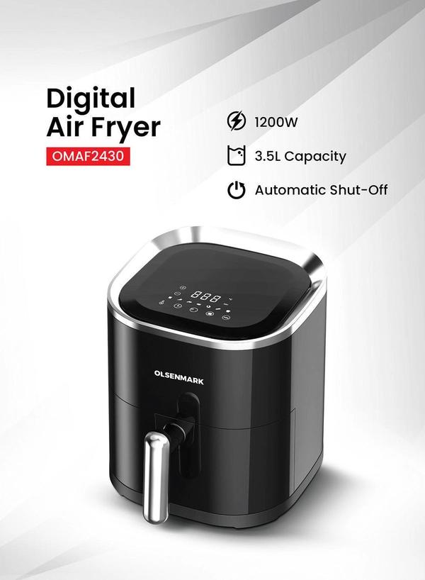 Olsenmark 3.5L Digital Air Fryer – Oil-Free Healthy Cooking with Non-Stick Pot & Tray