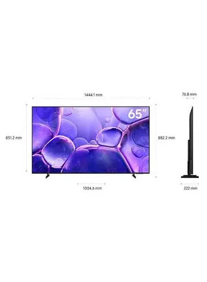 Samsung 65 Inch Crystal UHD TV, U8000F, 4K, Crystal Processor 4K, MetalStream Design, Knox Security, Endless Free Content, Smart TV, UA65U8000FUXZN (2025 - UAE Version) U8000F BLACK