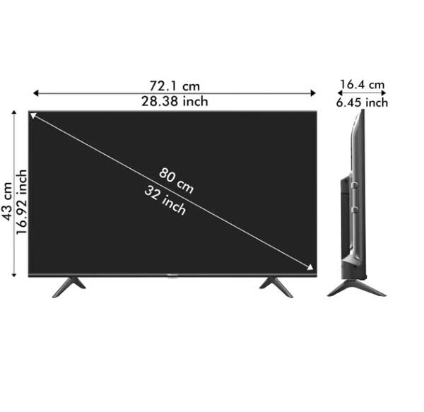 Hisense 32 Inch HD Smart TV, with Natural Colour Enhancer, DTS Virtual X, VIDAA U5 OS, Youtube, Netflix, Freeview Play & WiFi (2021 NEW) 32A4G Black