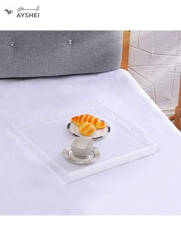 Eworld Elegant and Durable Multifunctional Acrylic Serving Tray with Convenient Cutout Handles