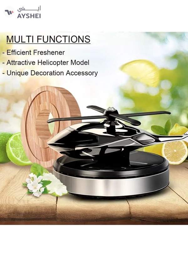 DubaiGallery Car Air Freshener, Helicopter Solar Energy Rotating Aromatherapy Aviation Al Alloy Diffuser, Interior Decoration Accessories Diffuser for Car and Home car air freshener solor
