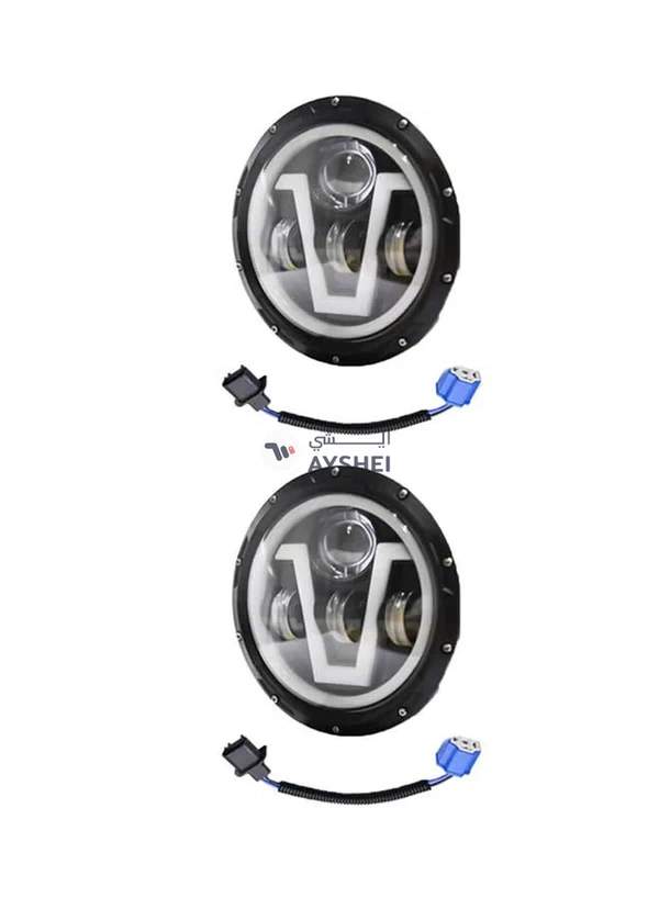Generic 2-Piece LED Headlight Set With Wire For Jeep Wrangler