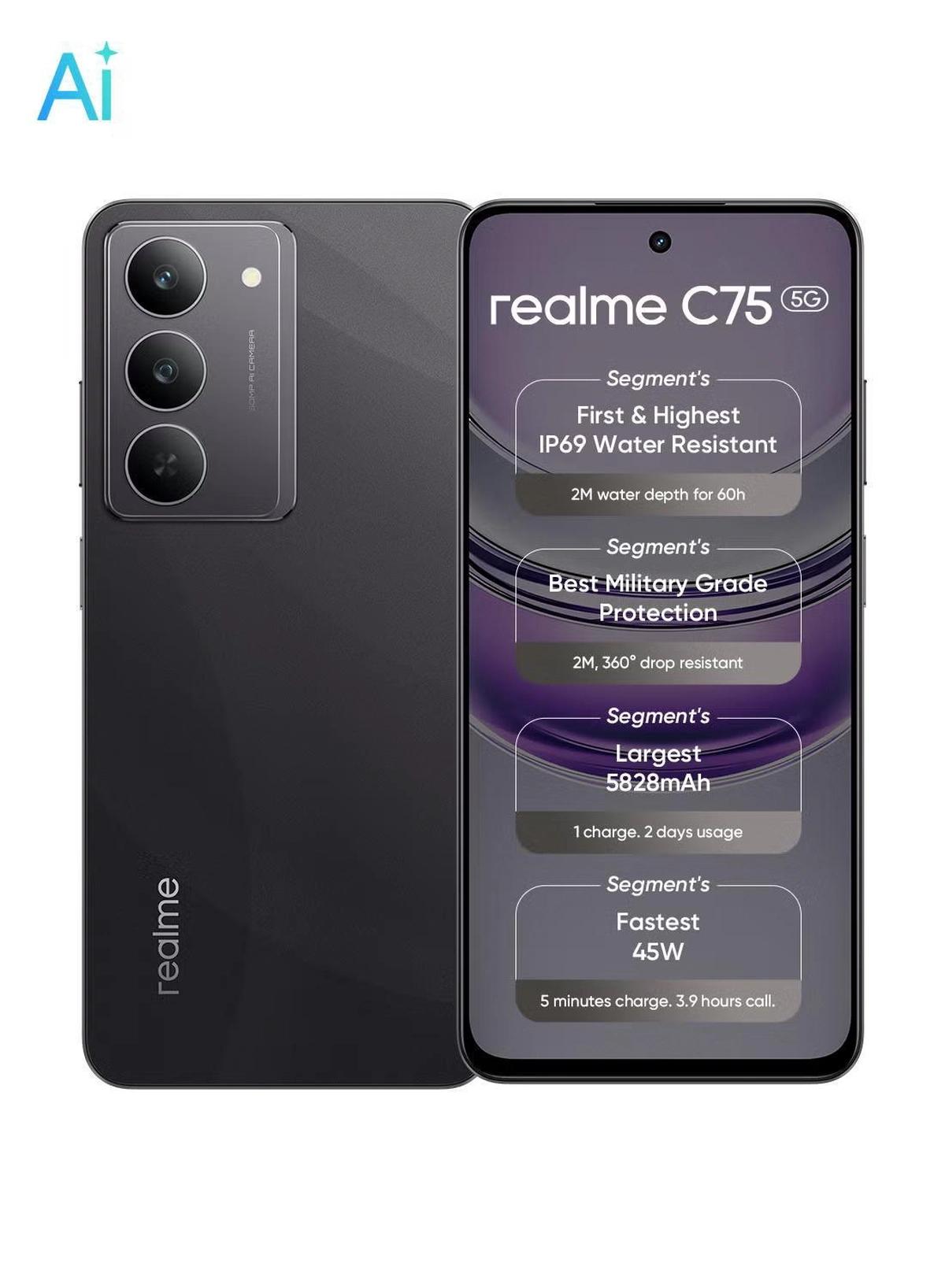Realme C75 5G Dual SIM 8GB RAM 256GB Storm Black - International Version-0-portrait