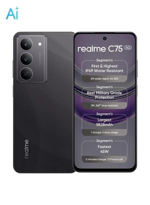 Realme C75 5G Dual SIM 8GB RAM 256GB Storm Black - International Version