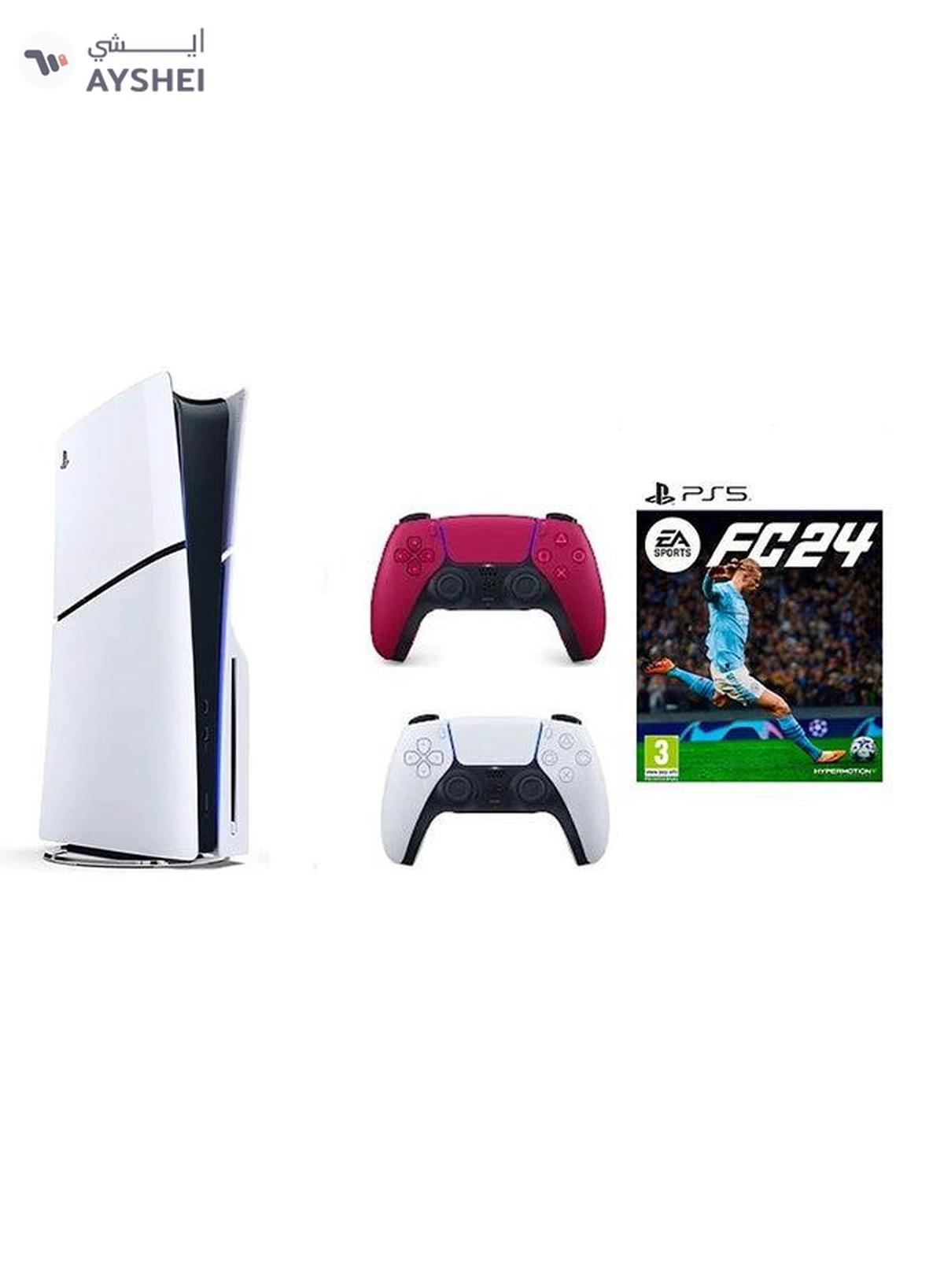 Sony PlayStation 5 Disc Slim Console With Extra Red Controller And FC 24-0-portrait