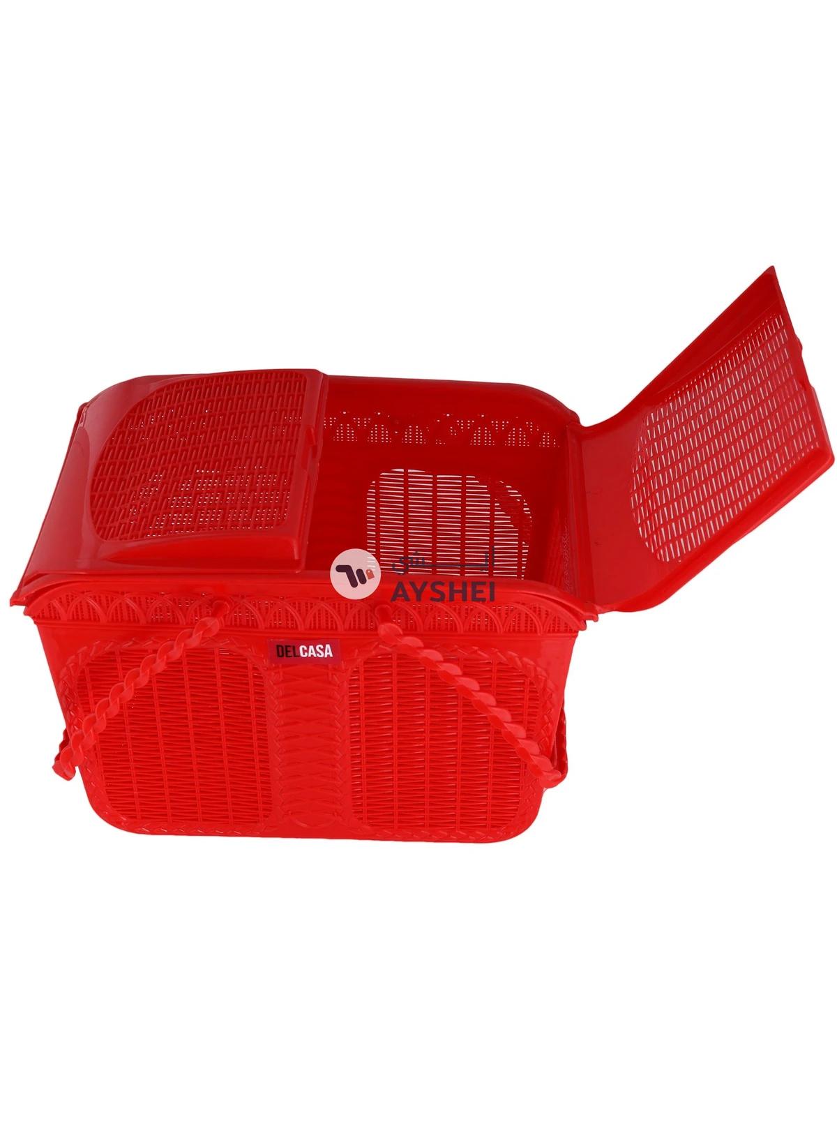 Delcasa Plastic Picnic Basket Dc2817 Multi Purpose Utility Basket With Handles And Lid Assorted Colour-4-4