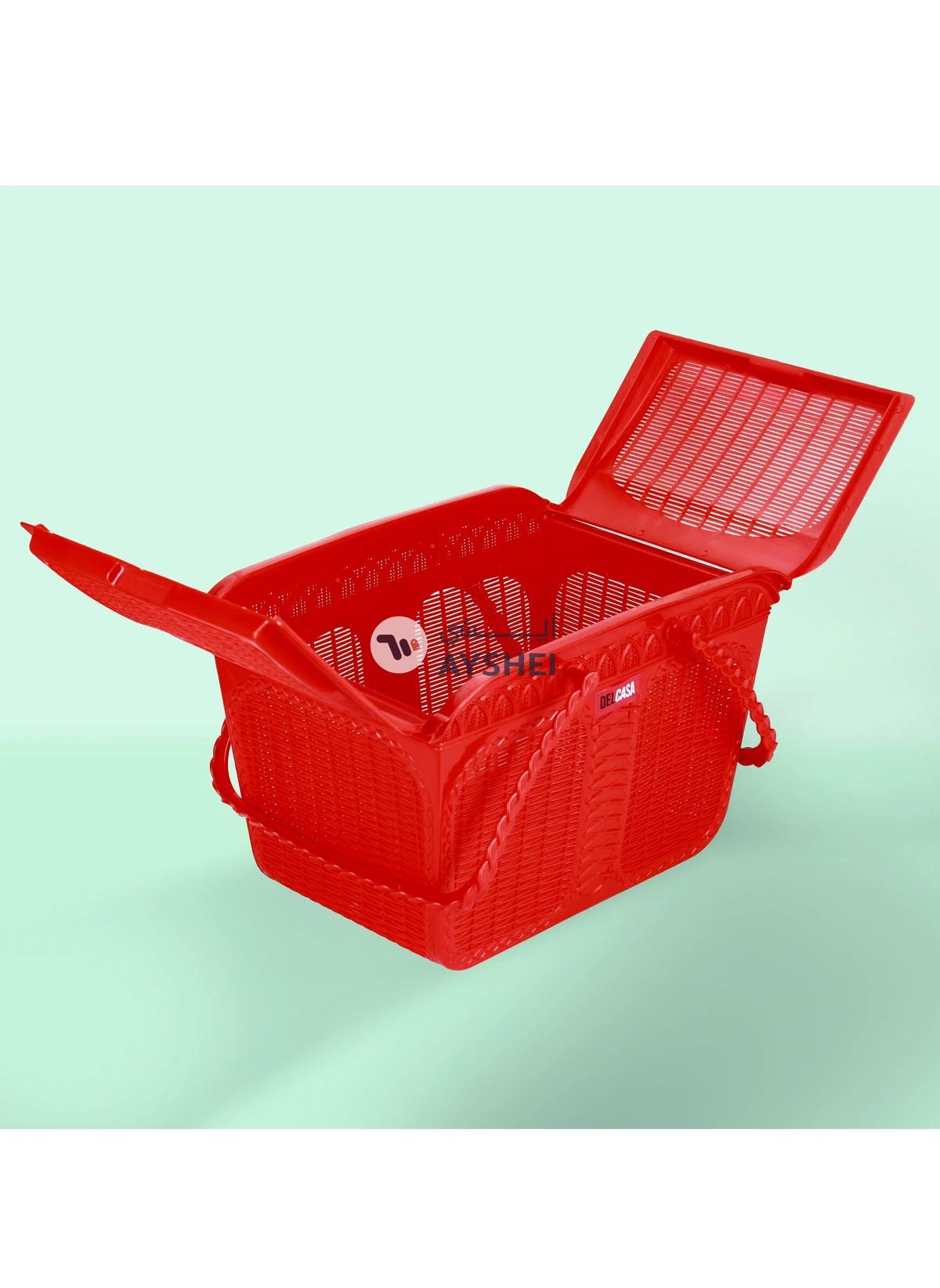 Delcasa Plastic Picnic Basket Dc2817 Multi Purpose Utility Basket With Handles And Lid Assorted Colour-5-5