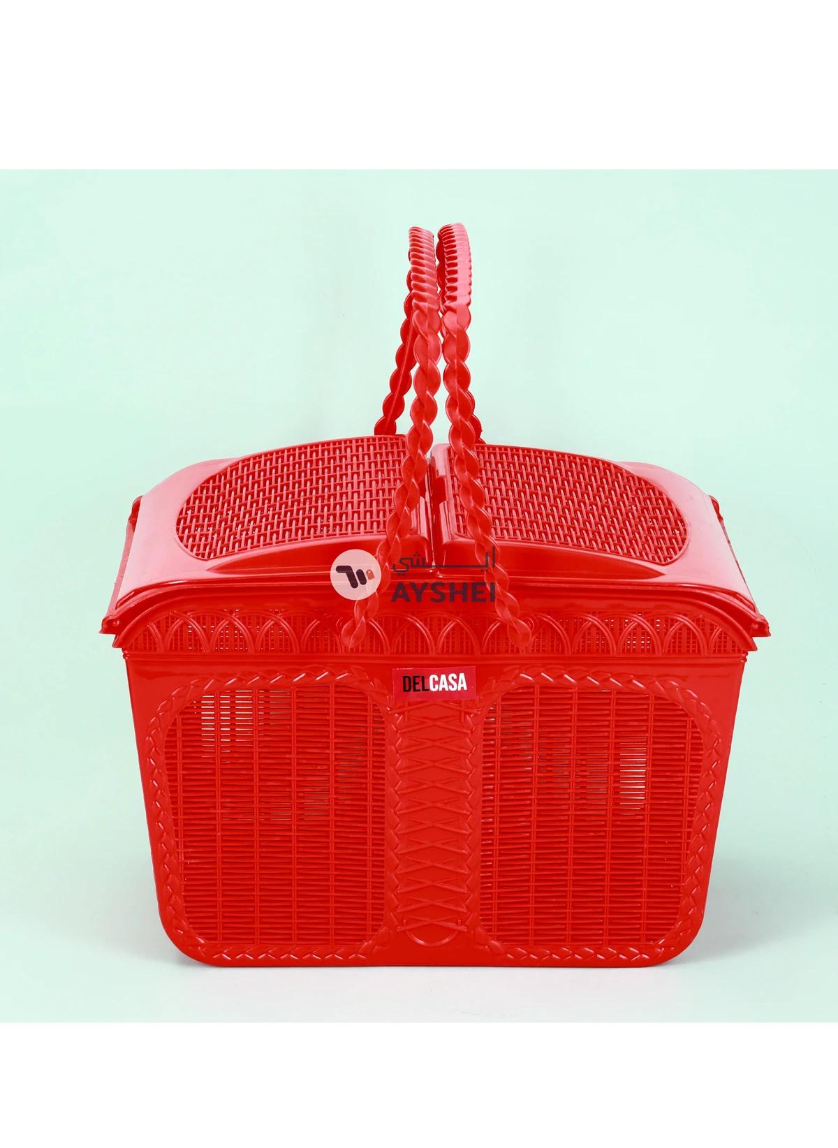 Delcasa Plastic Picnic Basket Dc2817 Multi Purpose Utility Basket With Handles And Lid Assorted Colour-6-6