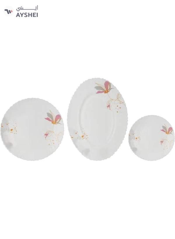 Delcasa DC3384 Opalware Dinner 40-Pieces Set, White/Pink