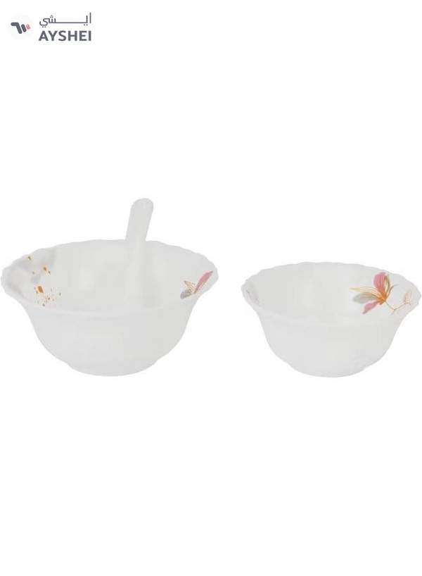 Delcasa DC3384 Opalware Dinner 40-Pieces Set, White/Pink
