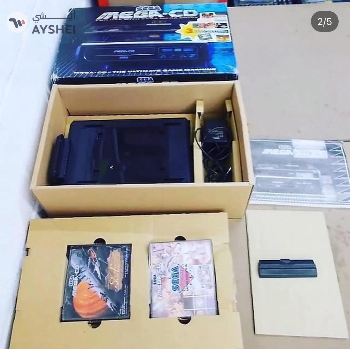 Sega Mega-CD Black Pal 220v COMPUTER CONSOLE With 3 Games Box Instructions-0-landscape