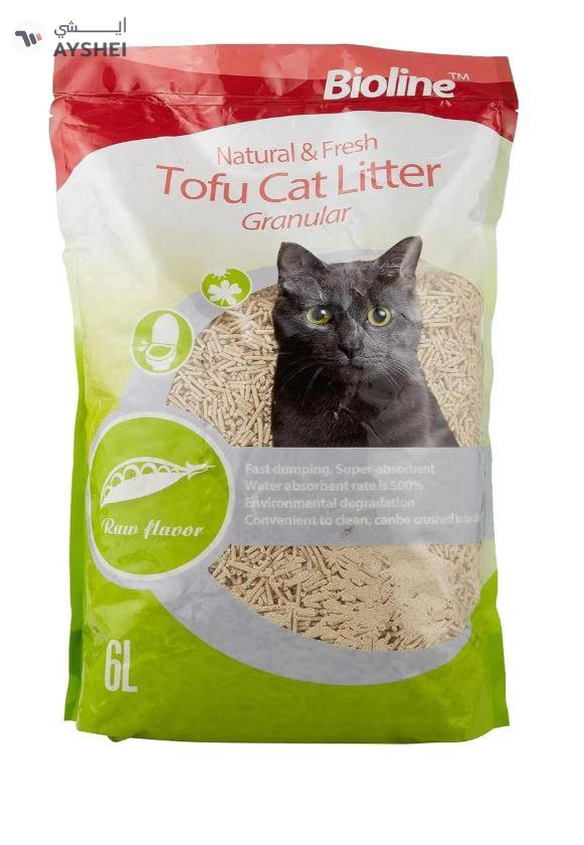 Bioline Natural and Fresh Tofu Cat Litter Granular Raw Flavour Flushable 6 Litre-0-0