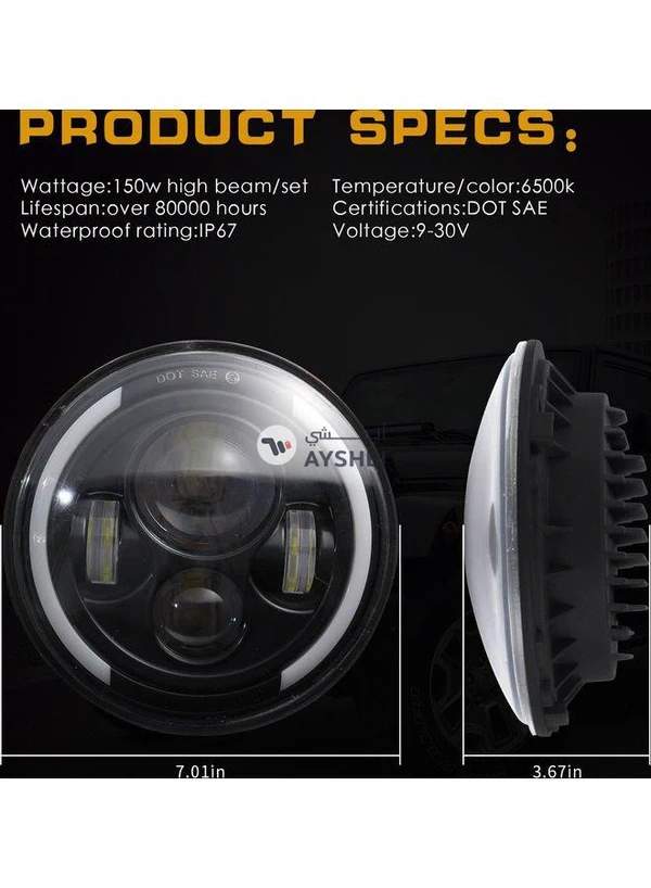 Generic 2 pcs 7 Inch 200W 4300K 6000K LED Headlight for Jeep Wrangler CJ JK TJ LJ