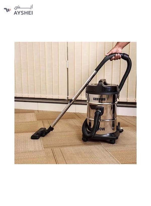 GEEPAS 2-in-1 Blow and Dry Vacuum Cleaner, Powerful Copper Motor, Stainless Steel Tank - Dust Full Indicator - 2-Year Warranty 23 L 2300 W GVC2597 Silver/Black