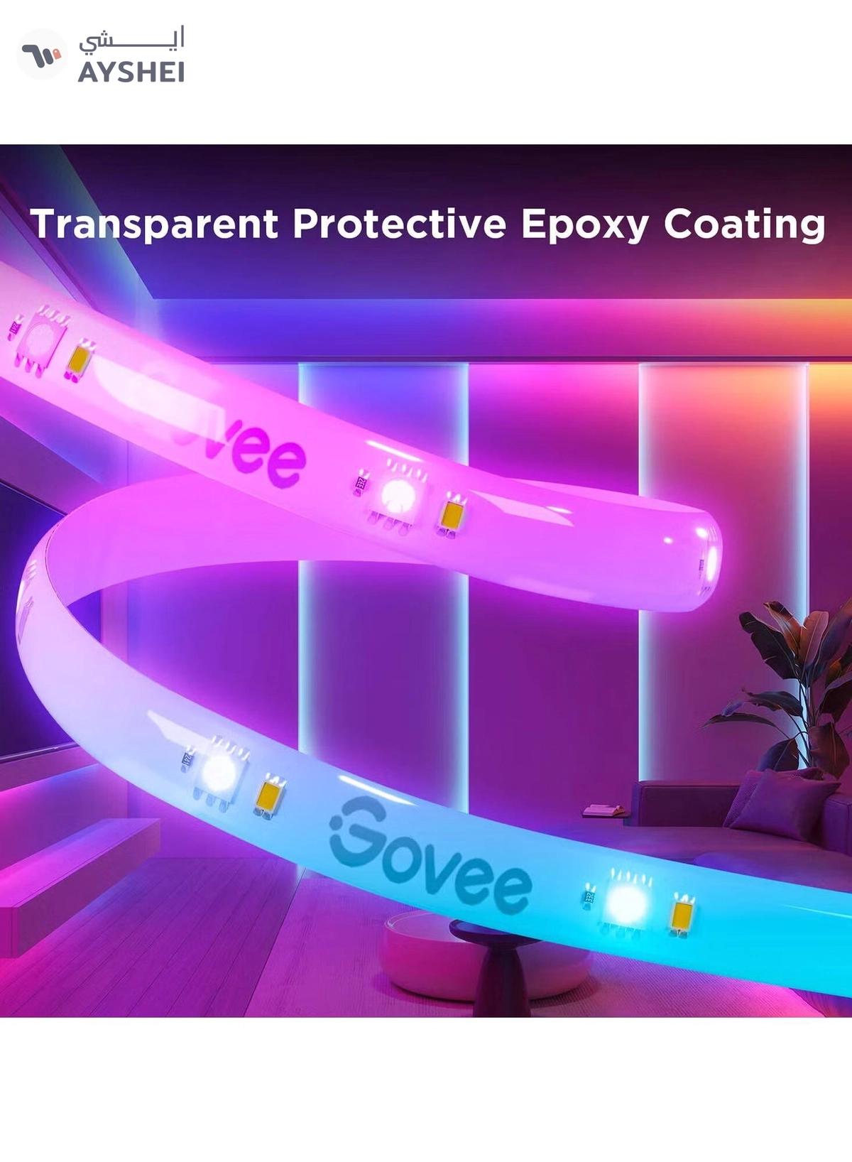 Govee LED Strip Light S, RGBICW Technology, 64+ Scene Modes, Smart App Control, Transparent Protective Epoxy Coating, IP67 Rated Protection, 10m Length | H612CBD1-1-portrait