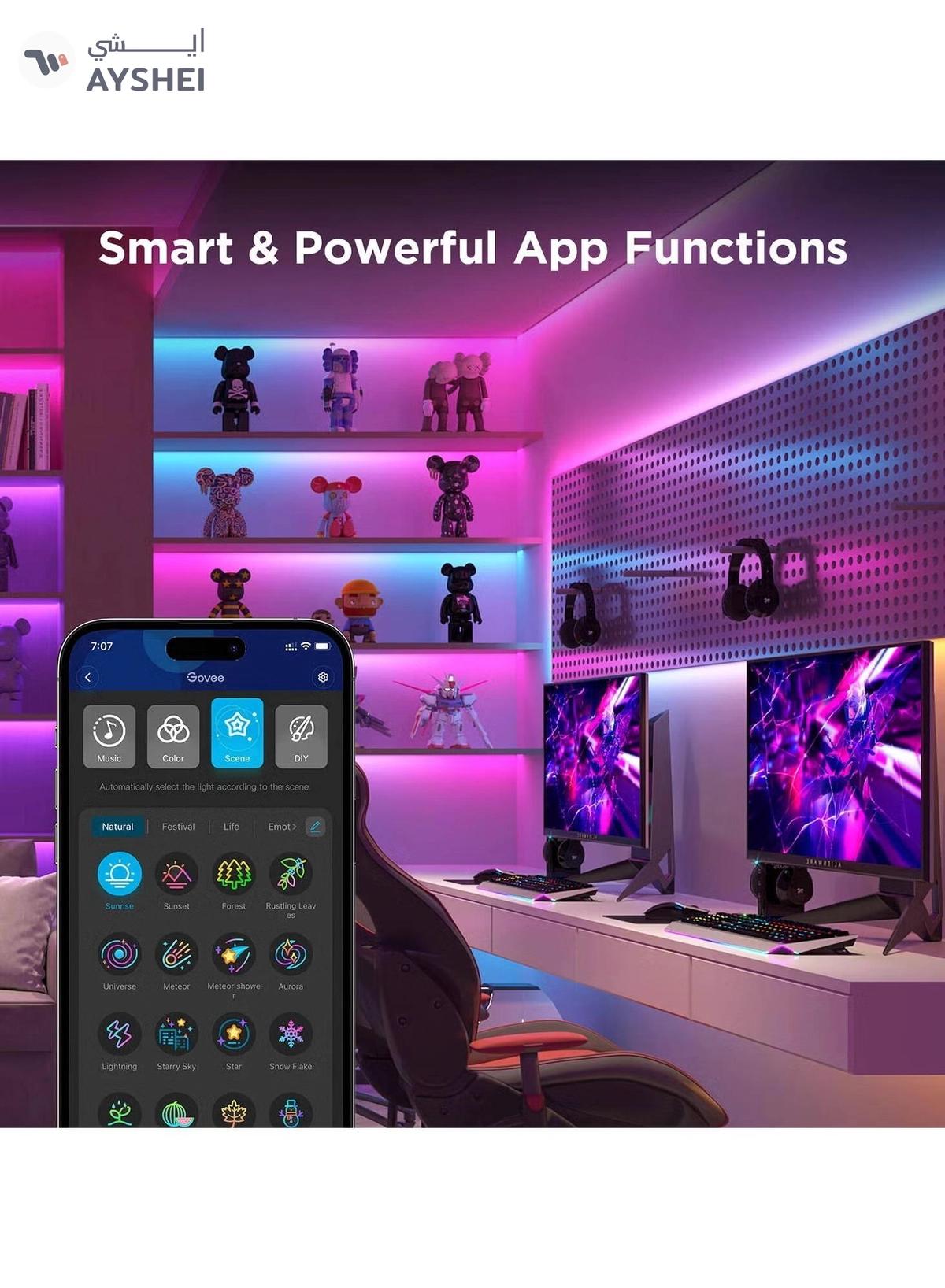 Govee LED Strip Light S, RGBICW Technology, 64+ Scene Modes, Smart App Control, Transparent Protective Epoxy Coating, IP67 Rated Protection, 10m Length | H612CBD1-1-portrait