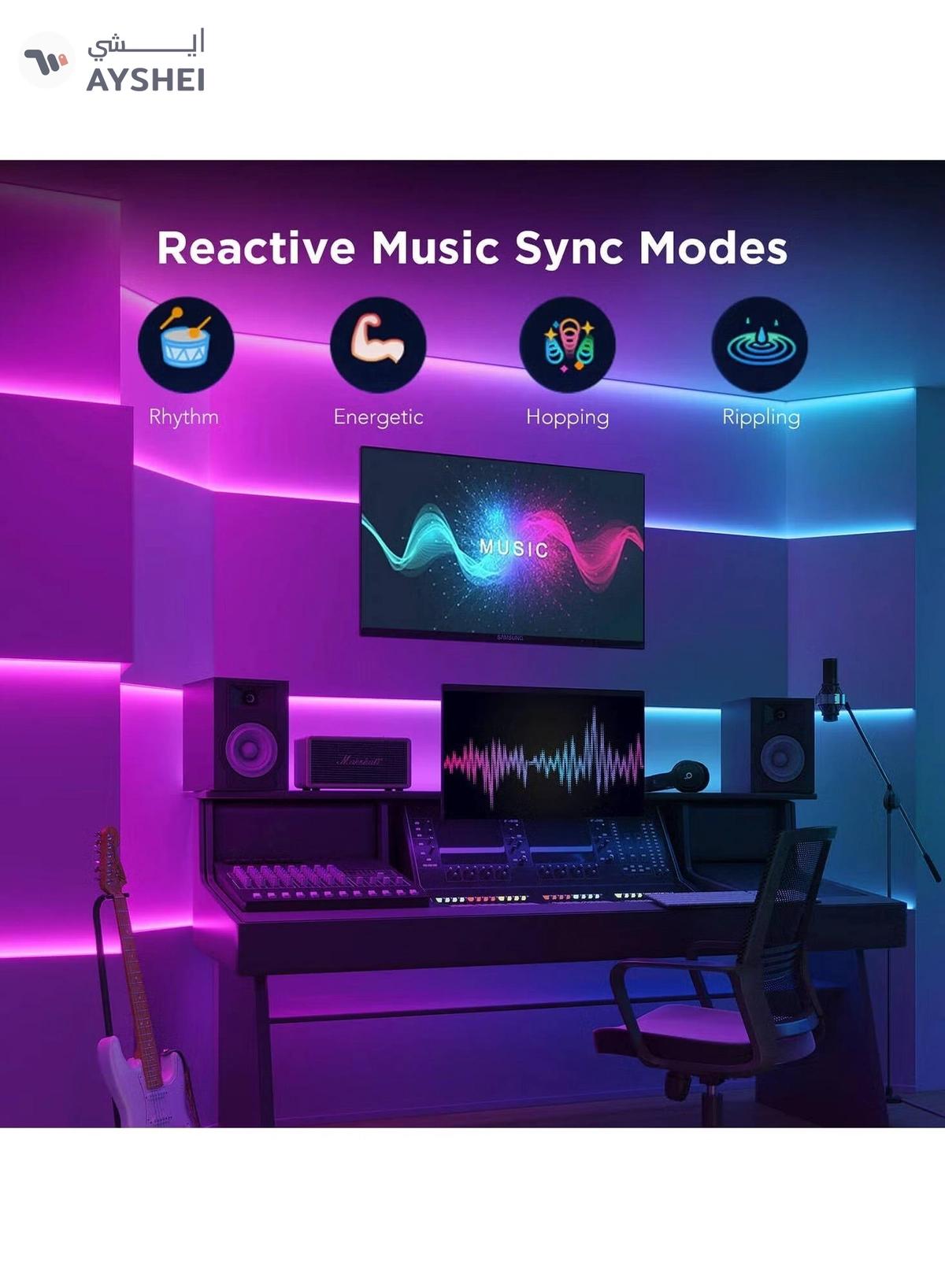 Govee LED Strip Light S, RGBICW Technology, 64+ Scene Modes, Smart App Control, Transparent Protective Epoxy Coating, IP67 Rated Protection, 10m Length | H612CBD1-5-5