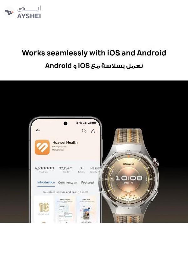 Huawei WATCH GT 6 Pro 46mm Smart Watch, 1.47'' Display, up to 21 days battery life, Compatible with iOS & Android, ECG Analysis, Health Monitor, Black with Free Extra APP Benefits Black