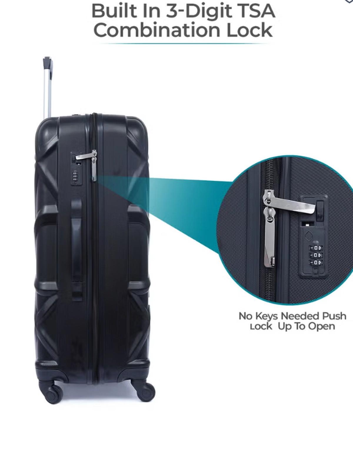 PARAJOHN Hard Case Luggage Trolley for Unisex ABS Lightweight Travel Bag 4 Double Wheeled Suitcase-4-4