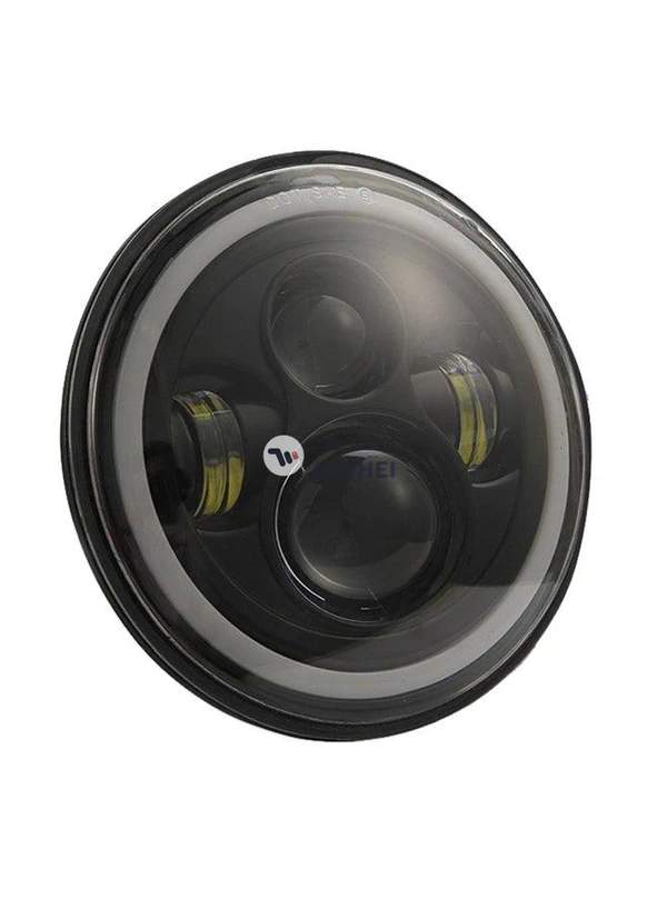 Generic 7 Inch H4 H13 DC 9V-30V 3000LM 6000K 30W IP67 4LED Round Shape LED Headlight Lamps For Jeep Wrangler Harley With Angel Eye